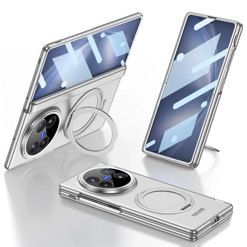 Capa GKK para vivo X Fold5 5G com Suporte Magnético / Película de Vidro Temperado HD - Capa Rígida para Celular - Prata