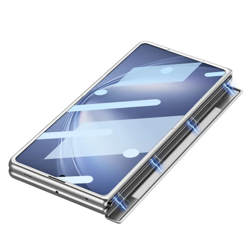 Capa GKK para vivo X Fold5 5G com Suporte Magnético / Película de Vidro Temperado HD - Capa Rígida para Celular - Prata