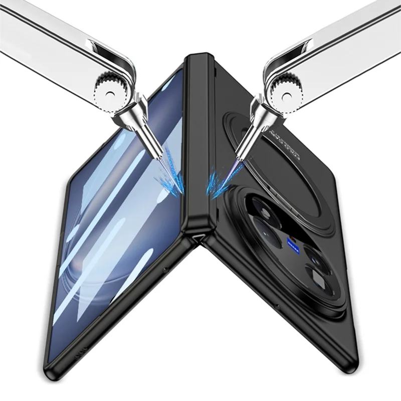Capa GKK para vivo X Fold5 5G com Suporte Magnético / Película de Vidro Temperado HD - Capa Rígida para Celular - Prata