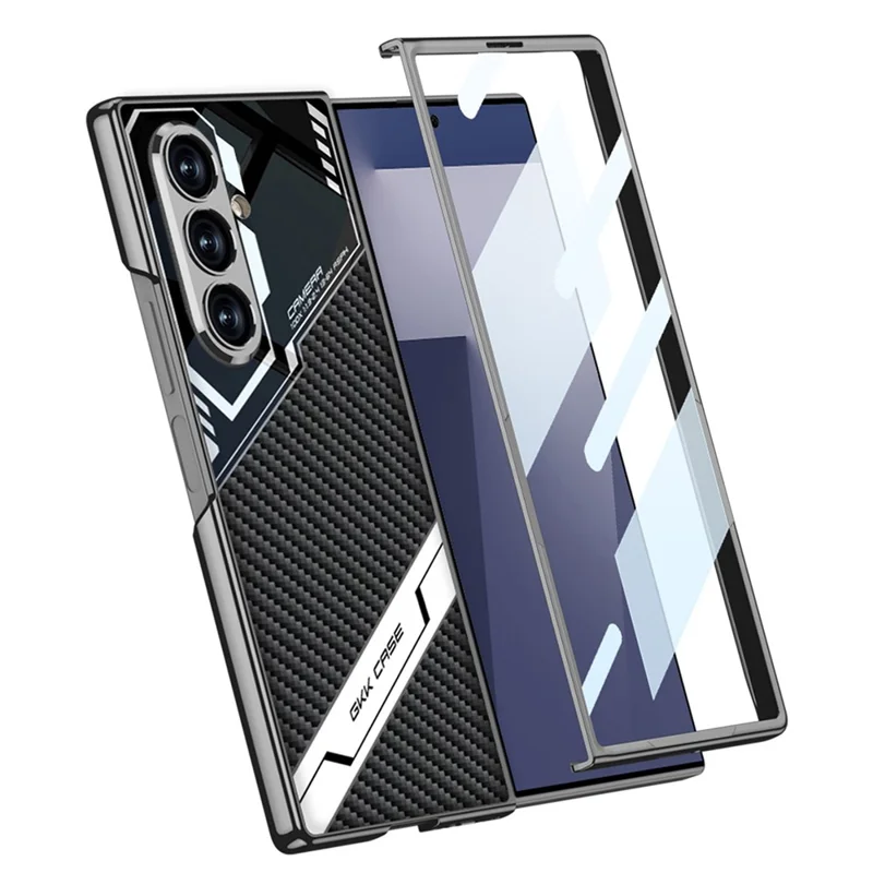 GKK для Samsung Galaxy Z Fold7 5G магнитный чехол с электролитическим ПК + закаленное стекло + кожаная обложка для телефона - Серый