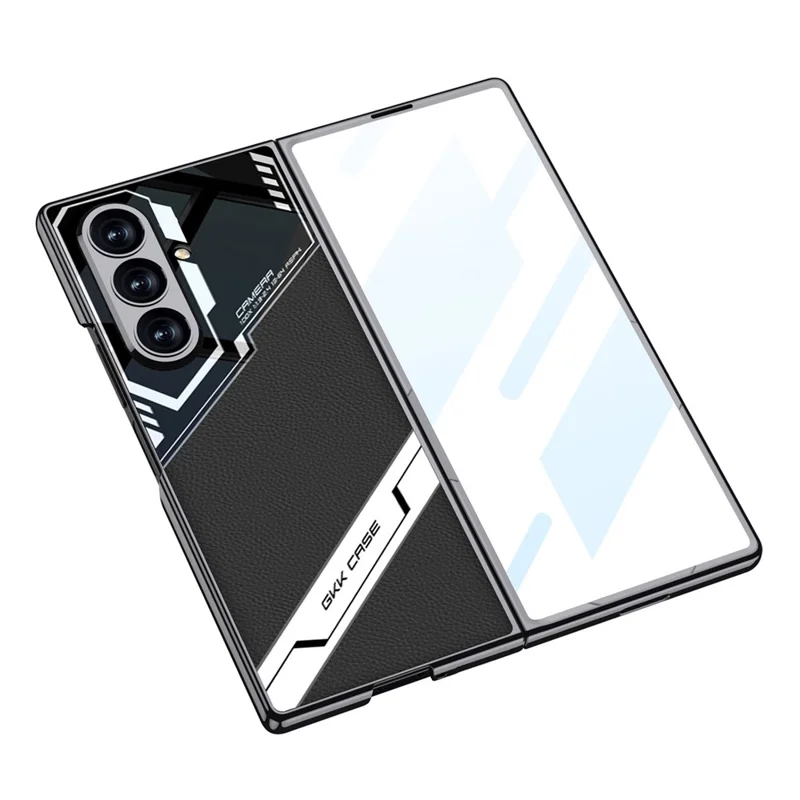 GKK для Samsung Galaxy Z Fold7 5G магнитный чехол с электролитическим ПК + закаленное стекло + кожаная обложка для телефона - Серый