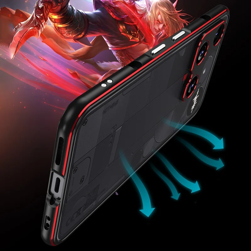 For Nothing Phone (3) 5G Bumper Case Metal Frame Phone Cover with Camera Lens Guard - Black / Red