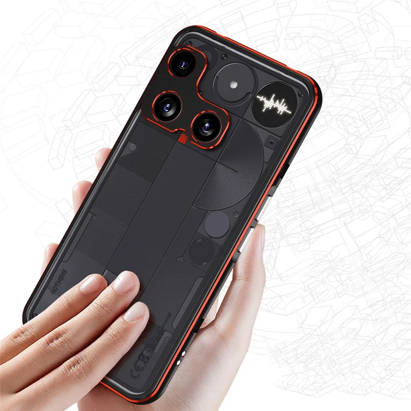For Nothing Phone (3) 5G Bumper Case Metal Frame Phone Cover with Camera Lens Guard - Black / Red
