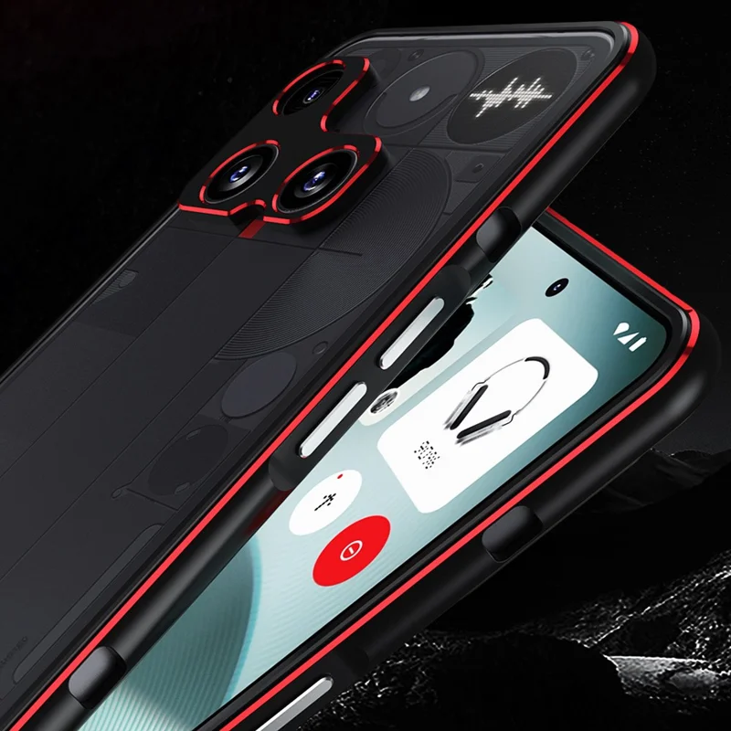 For Nothing Phone (3) 5G Bumper Case Metal Frame Phone Cover with Camera Lens Guard - Black / Red