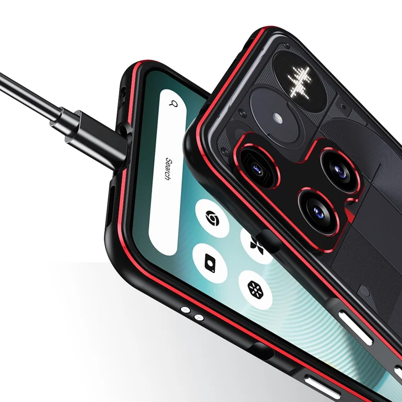 For Nothing Phone (3) 5G Bumper Case Metal Frame Phone Cover with Camera Lens Guard - Black / Red