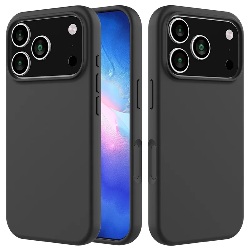 Étui pour iPhone 17 Pro Antichoc avec Revêtement Intérieur en Silicone Liquide - Couverture Arrière de Téléphone - Noir