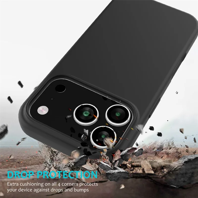 Étui pour iPhone 17 Pro Antichoc avec Revêtement Intérieur en Silicone Liquide - Couverture Arrière de Téléphone - Noir