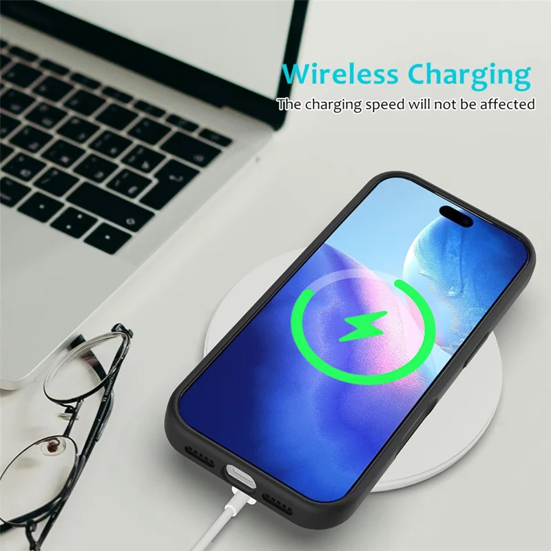 Étui pour iPhone 17 Pro Antichoc avec Revêtement Intérieur en Silicone Liquide - Couverture Arrière de Téléphone - Noir