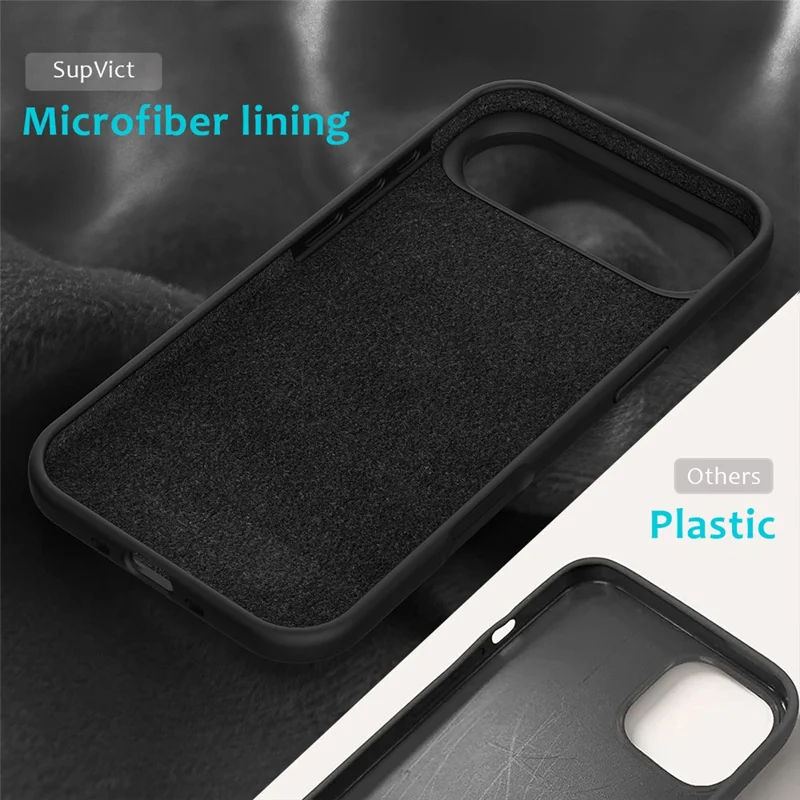 Pour iPhone 17 Étui Air Antichoc avec Revêtement Intérieur en Silicone Liquide Housse de Protection Arrière - Noir