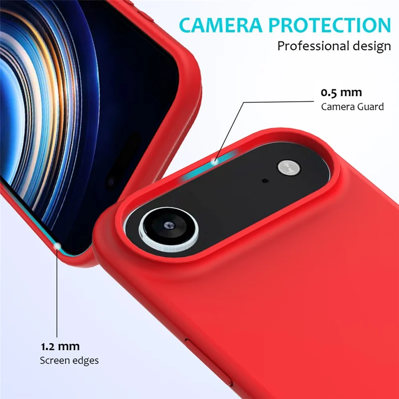 For iPhone Air Case Drop Proof Liquid Silicone Soft Lining Back Phone Cover - Red