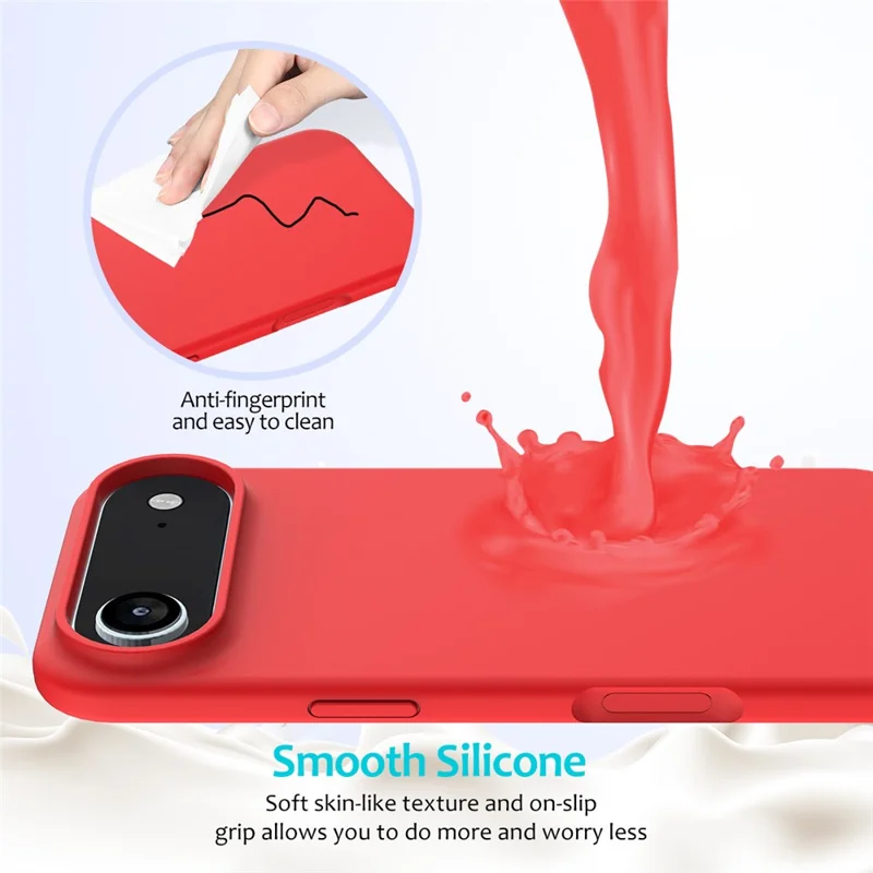 For iPhone Air Case Drop Proof Liquid Silicone Soft Lining Back Phone Cover - Red
