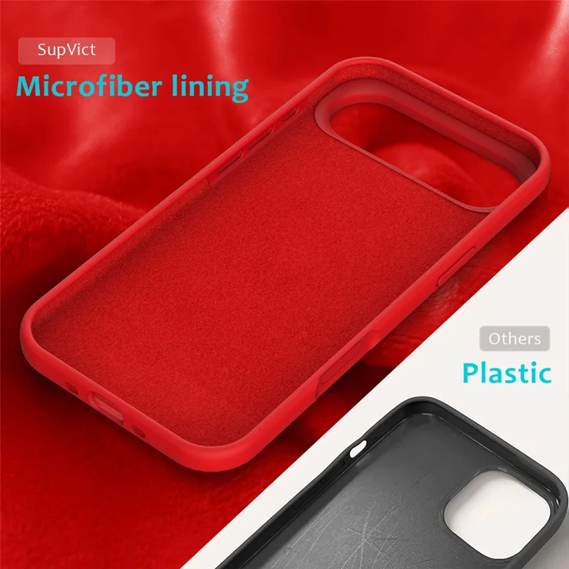 For iPhone Air Case Drop Proof Liquid Silicone Soft Lining Back Phone Cover - Red