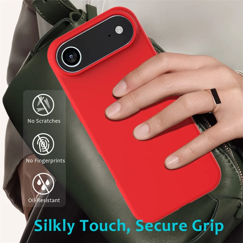 For iPhone Air Case Drop Proof Liquid Silicone Soft Lining Back Phone Cover - Red