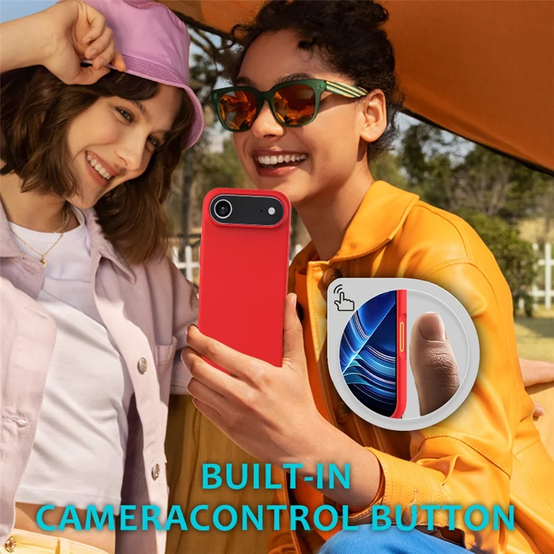 For iPhone Air Case Drop Proof Liquid Silicone Soft Lining Back Phone Cover - Red