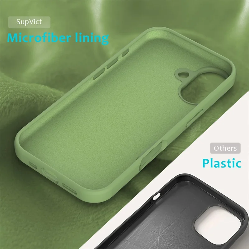For iPhone 17 Case Drop Proof Liquid Silicone Soft Lining Back Phone Cover - Mint Green