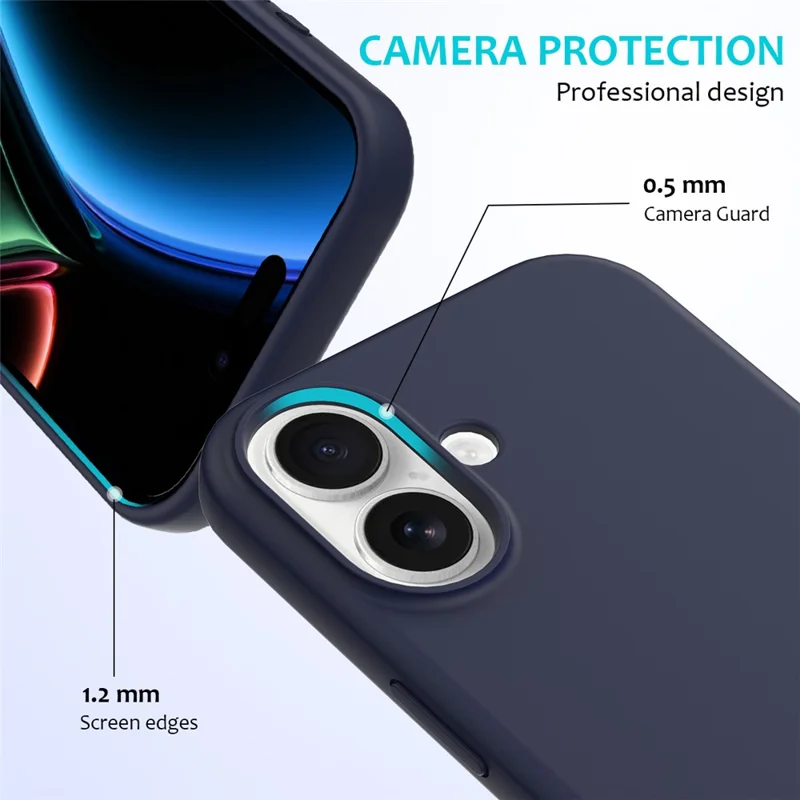 For iPhone 17 Case Drop Proof Liquid Silicone Soft Lining Back Phone Cover - Midnight Blue