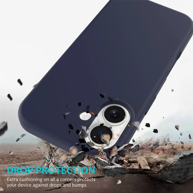 For iPhone 17 Case Drop Proof Liquid Silicone Soft Lining Back Phone Cover - Midnight Blue