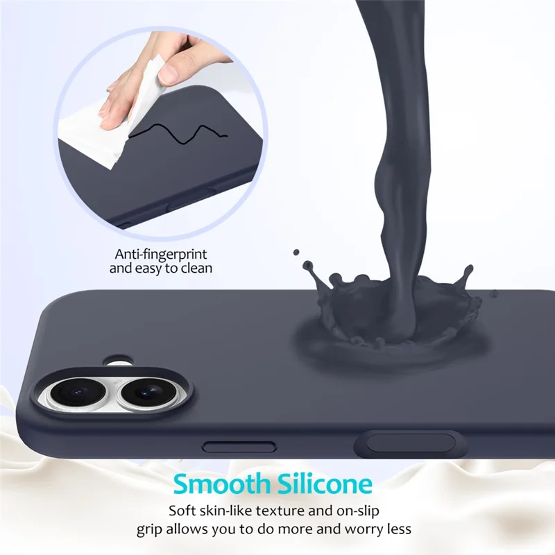 For iPhone 17 Case Drop Proof Liquid Silicone Soft Lining Back Phone Cover - Midnight Blue