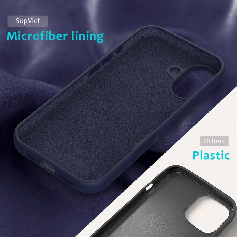 For iPhone 17 Case Drop Proof Liquid Silicone Soft Lining Back Phone Cover - Midnight Blue