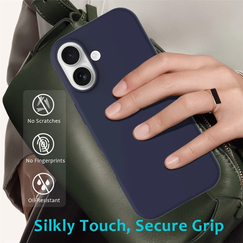 For iPhone 17 Case Drop Proof Liquid Silicone Soft Lining Back Phone Cover - Midnight Blue