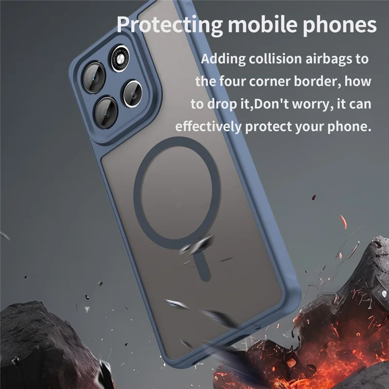 Für Motorola Moto G86 5G Hülle Kompatibel mit MagSafe Stoßfest PC + TPU Handyhülle - Blau