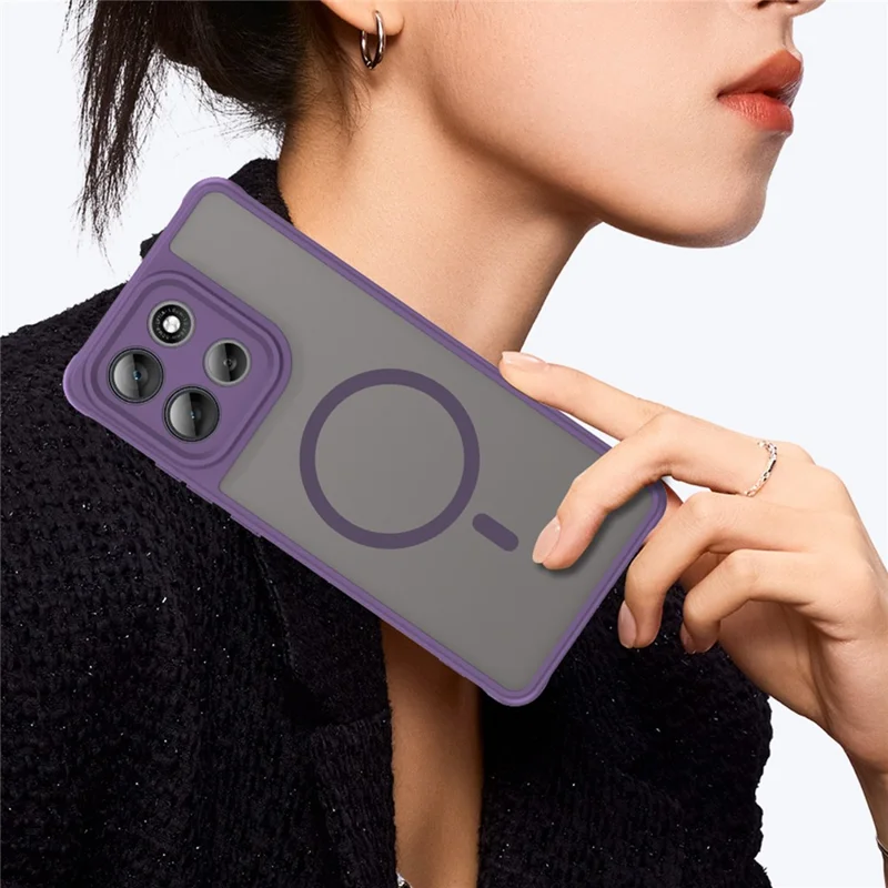 For Motorola Moto G86 5G Magnetic Case Anti Drop PC + TPU Phone Cover - Purple
