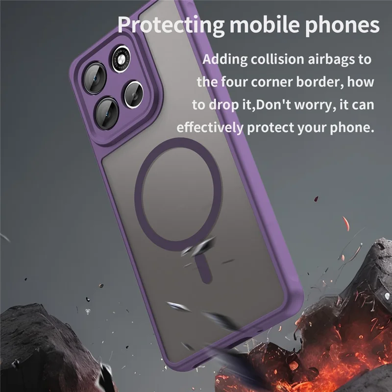 For Motorola Moto G86 5G Magnetic Case Anti Drop PC + TPU Phone Cover - Purple