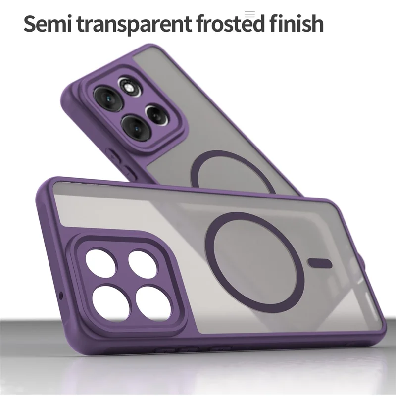 For Motorola Moto G86 5G Magnetic Case Anti Drop PC + TPU Phone Cover - Purple