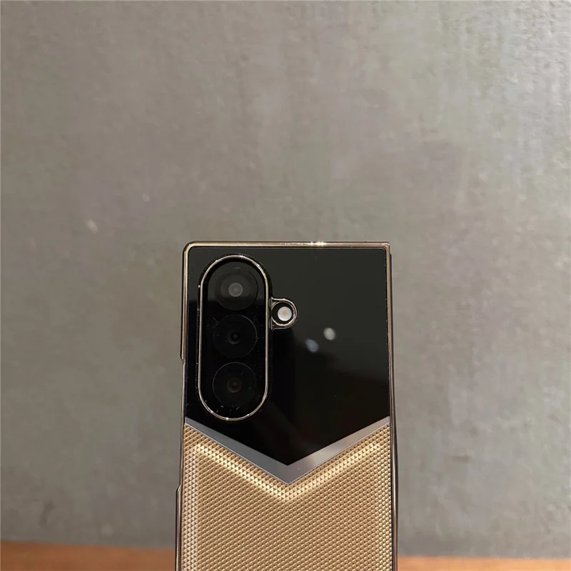 Capa para Samsung Galaxy Z Fold7 5G em Couro Genuíno de Vaca + PC com Design de Contraste, Protetor de Tela - Azul Escuro