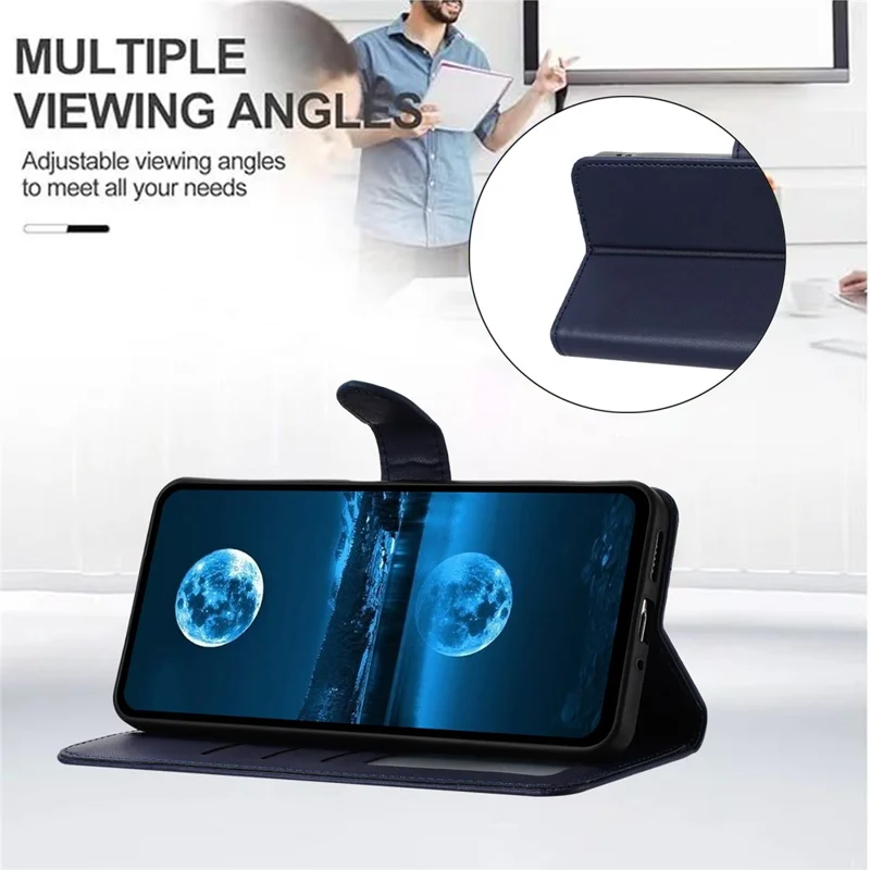 For Samsung Galaxy A07 4G Case Stand Wallet Leather Phone Cover with Strap - Blue