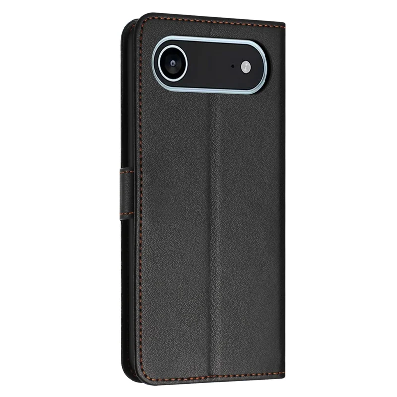 Étui portefeuille en cuir avec support et sangle pour iPhone 17 - Noir