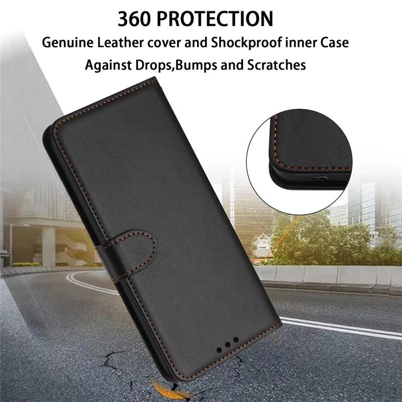 For Honor X6c 4G / X6b 4G / X6a 4G / X5b / X5b Plus Case Stand Wallet Leather Phone Cover with Strap - Black