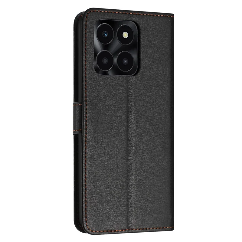 For Honor X6c 4G / X6b 4G / X6a 4G / X5b / X5b Plus Case Stand Wallet Leather Phone Cover with Strap - Black