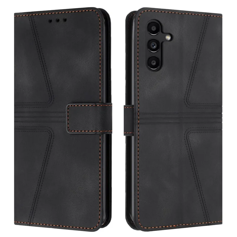Für Samsung Galaxy A17 5G Hülle Dreieck-Muster Kratzfeste Handy-Brieftasche - Schwarz