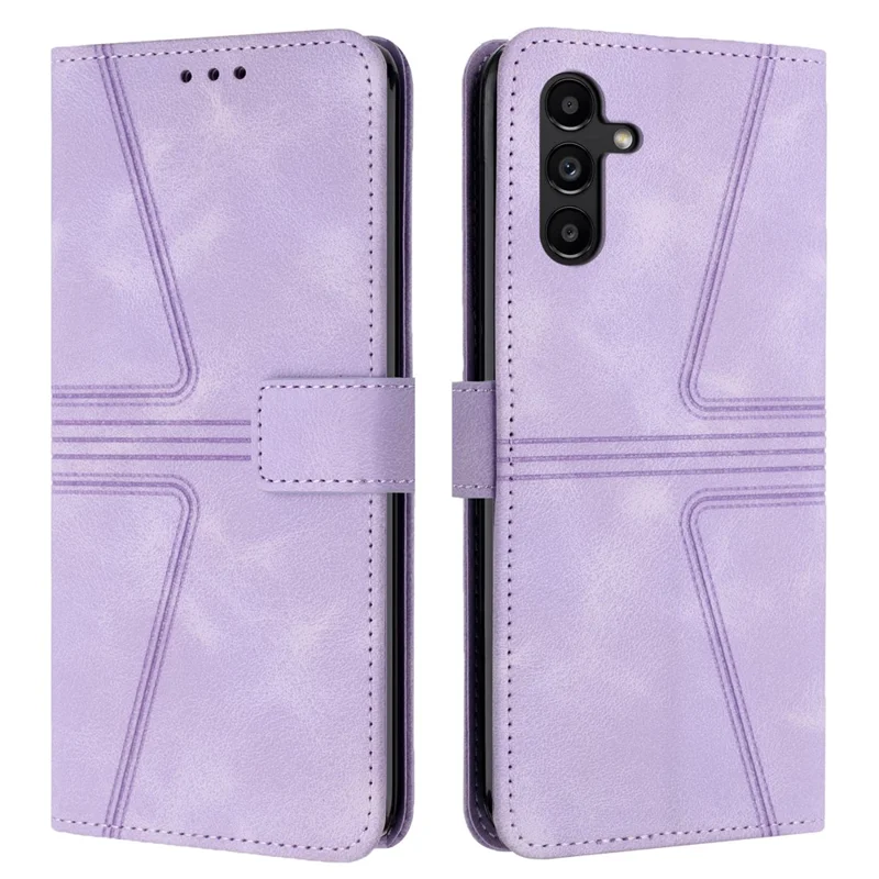 For Samsung Galaxy A17 5G / A17 4G / A26 5G / A16 5G / A16 4G Case Triangle Imprinted Anti-Scratch Phone Wallet Cover - Purple