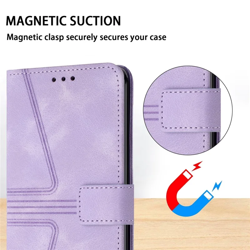 For Samsung Galaxy A17 5G / A17 4G / A26 5G / A16 5G / A16 4G Case Triangle Imprinted Anti-Scratch Phone Wallet Cover - Purple