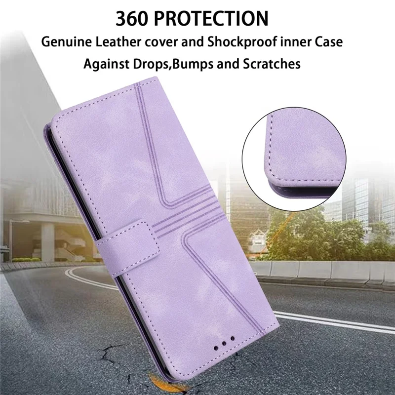 For Samsung Galaxy A17 5G / A17 4G / A26 5G / A16 5G / A16 4G Case Triangle Imprinted Anti-Scratch Phone Wallet Cover - Purple