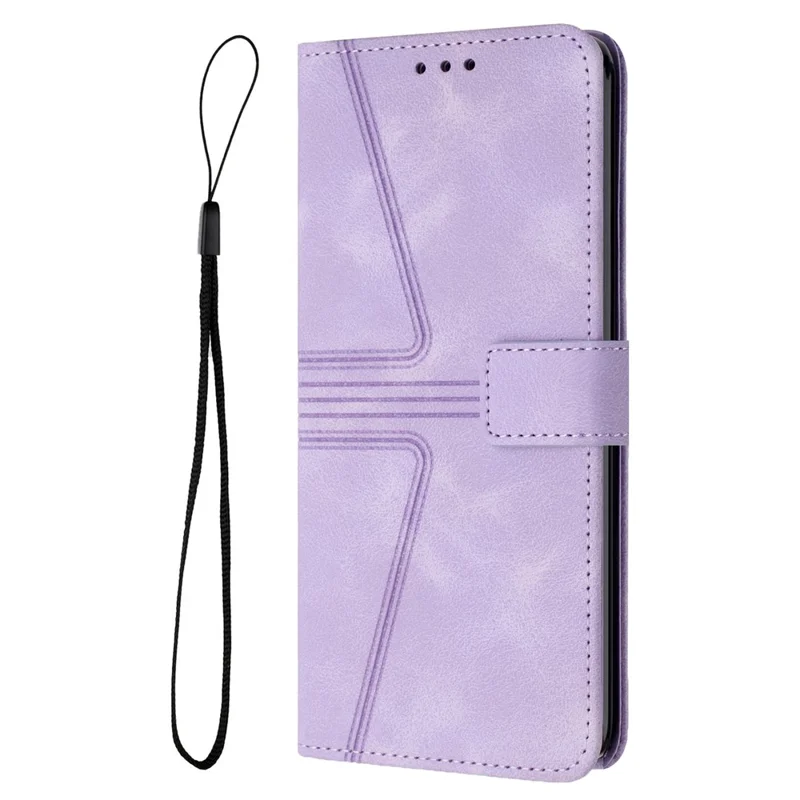 For Samsung Galaxy A17 5G / A17 4G / A26 5G / A16 5G / A16 4G Case Triangle Imprinted Anti-Scratch Phone Wallet Cover - Purple