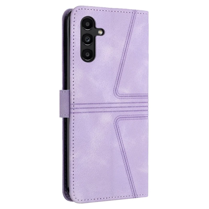 For Samsung Galaxy A17 5G / A17 4G / A26 5G / A16 5G / A16 4G Case Triangle Imprinted Anti-Scratch Phone Wallet Cover - Purple