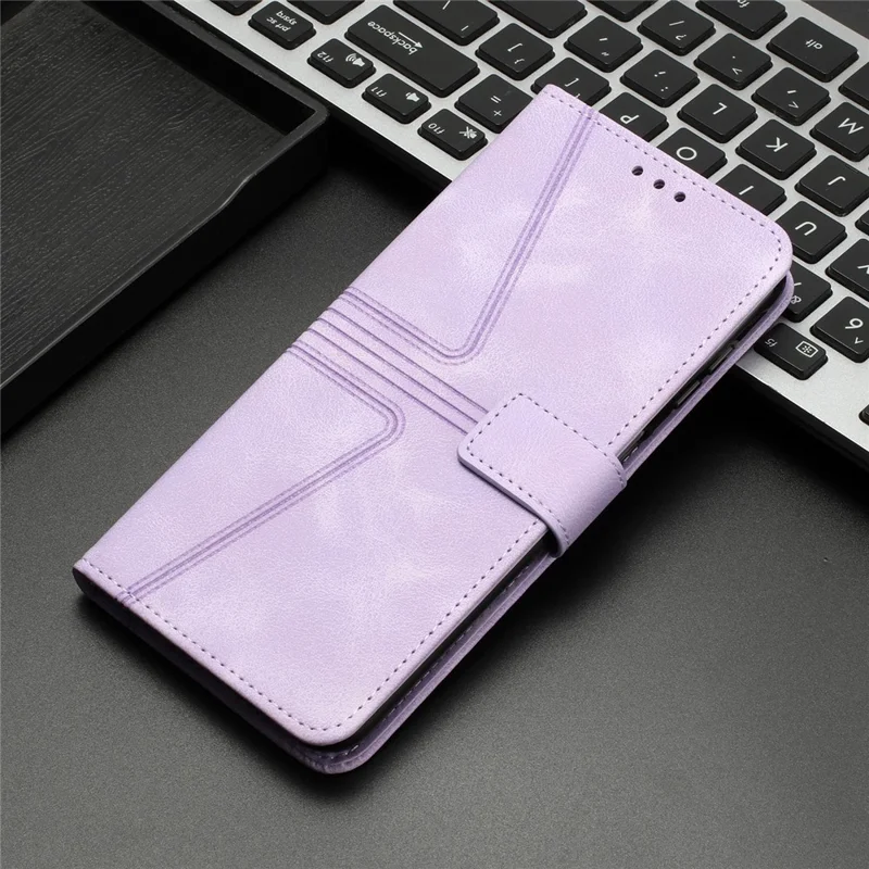 For Samsung Galaxy A17 5G / A17 4G / A26 5G / A16 5G / A16 4G Case Triangle Imprinted Anti-Scratch Phone Wallet Cover - Purple