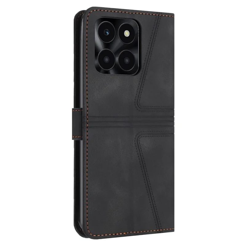 Étui Portefeuille pour Honor X6c 4G / X6b 4G / X6a 4G / X5b / X5b Plus - Housse de Protection Antidérapante Imprimée Triangle pour Téléphone - Noir