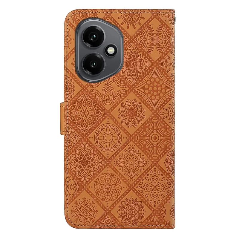 Étui For Honor 400 5G (Global) en Cuir Style Ethnique Portefeuille avec Lanière - Marron