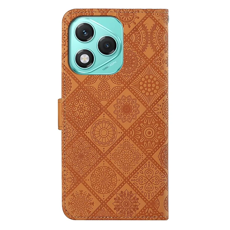 Funda de Cuero Estilo Étnico para For Honor 400 Lite 5G con Cartera y Correa - Marrón