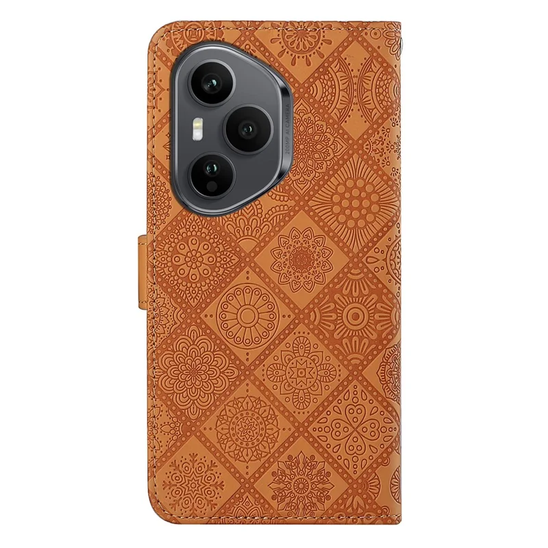 Funda For Honor 400 Pro 5G (Global) de Cuero Estilo Étnico Cartera con Correa - Marrón