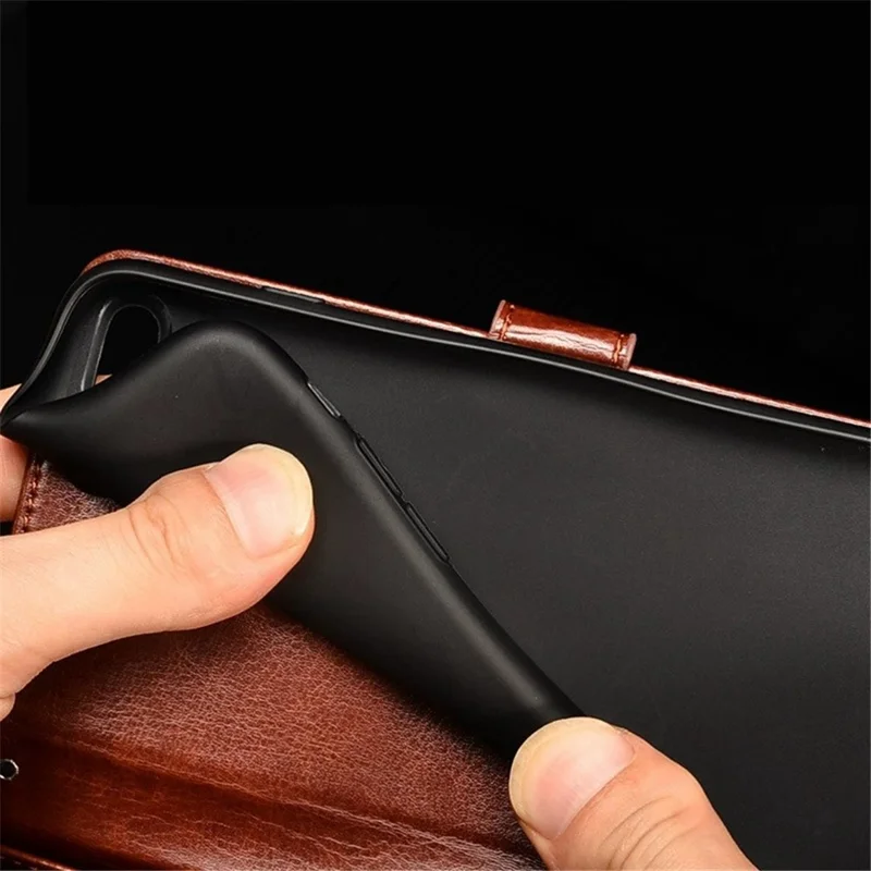 IDEWEI til Xiaomi 12 Lite 5G, telefonbeskytning med crazy horse-struktur, stødfast PU-læder med foldbar stående funktion og wallet, flipdæksel - Brun