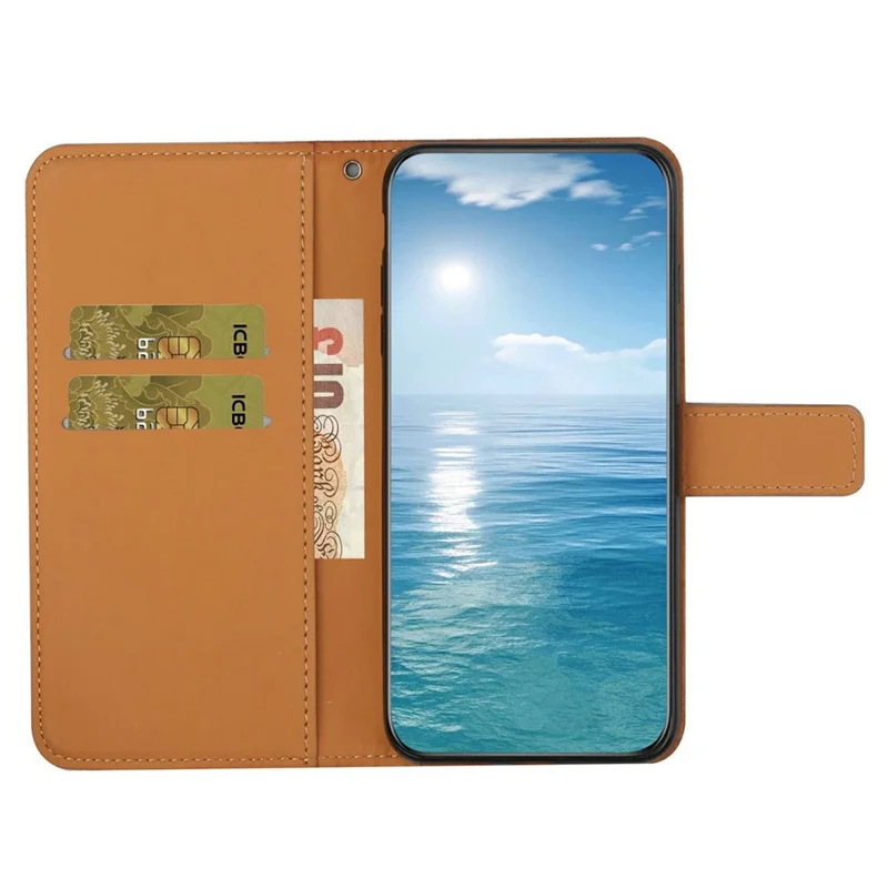Cover per iPhone 17 in Stile Etnico - Custodia Portafoglio in Pelle con Cinturino - Marrone