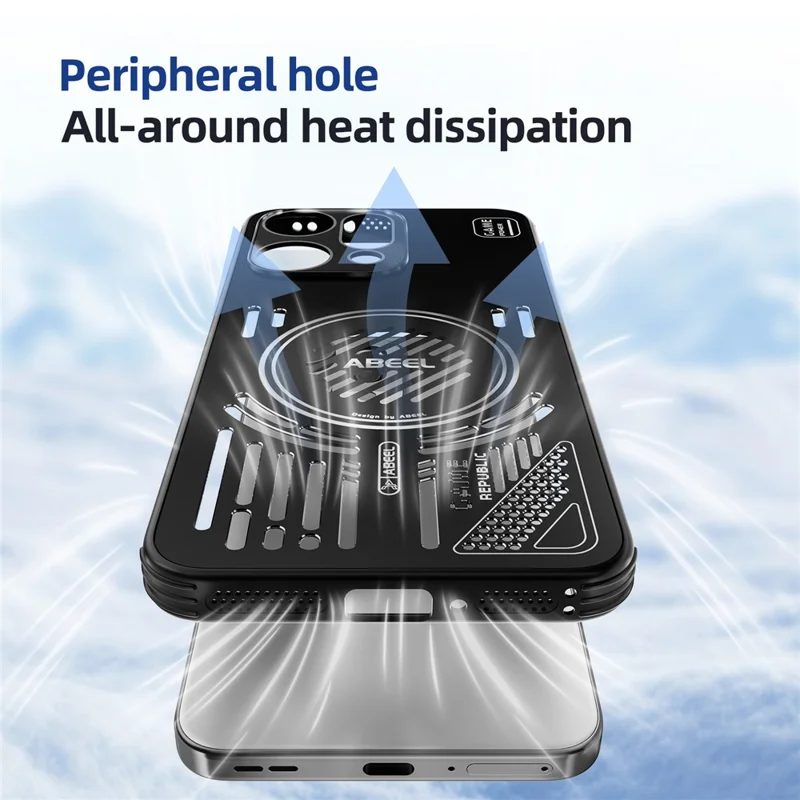 ABEEL für Oppo Reno14 5G (Global) Magnetische Hülle Aluminium-Legierung + PC + TPU Hohlraum Wärmeableitung Handyhülle - Schwarz