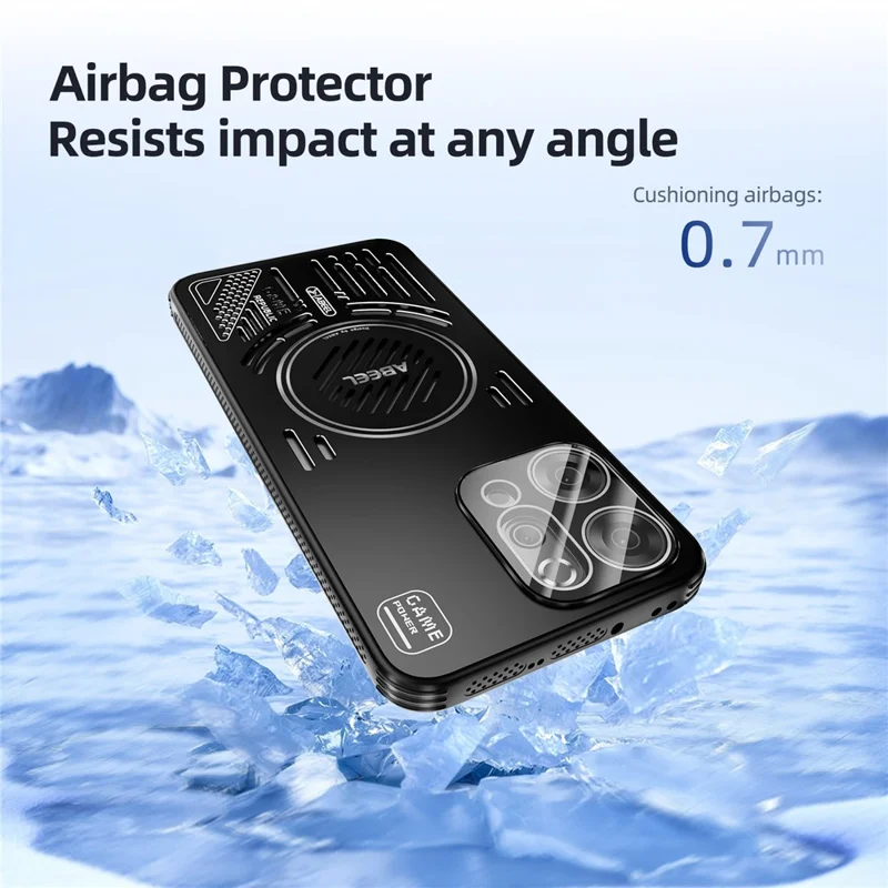 ABEEL für Oppo Reno14 5G (Global) Magnetische Hülle Aluminium-Legierung + PC + TPU Hohlraum Wärmeableitung Handyhülle - Schwarz