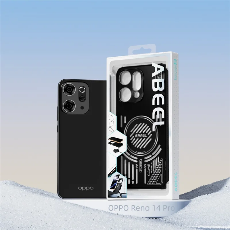 ABEEL für Oppo Reno14 5G (Global) Magnetische Hülle Aluminium-Legierung + PC + TPU Hohlraum Wärmeableitung Handyhülle - Schwarz