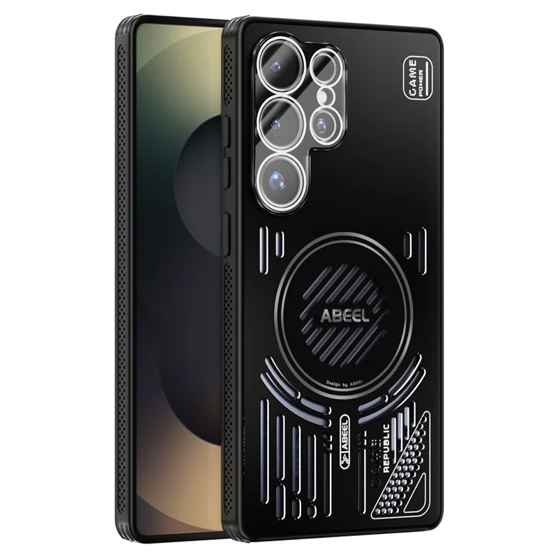 ABEEL для Samsung Galaxy S25 Ultra магнитный чехол из алюминиевого сплава + ПК + ТПУ с полой системой теплоотвода - Черный